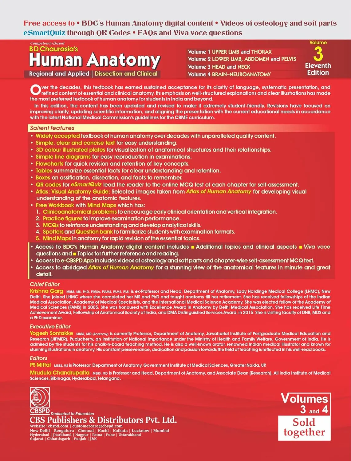BD Chaurasia Anatomy Vol 3 & 4, 11th Ed
