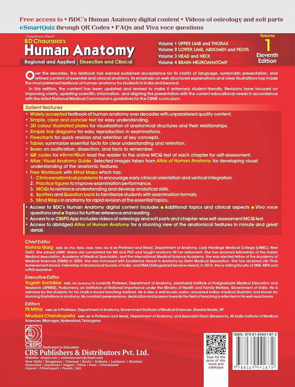 BD Chaurasia Anatomy Vol 1, 11th Ed