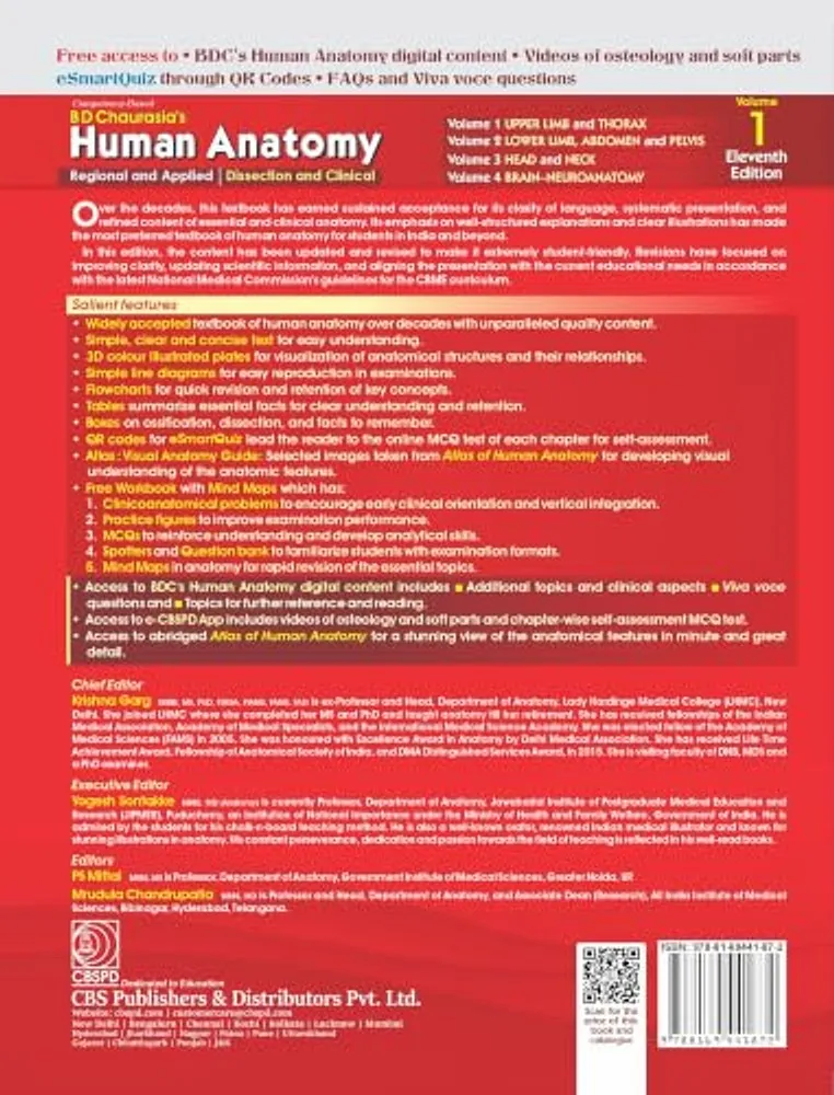 BD Chaurasia Anatomy Vol 1, 11th Ed